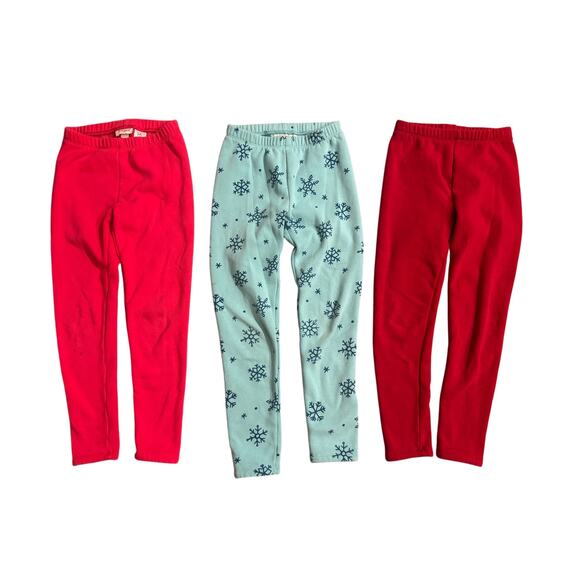 Cat & Jack Cozy Fleece Leggings Pants Size 8 | 3 Pair: Pink, Red, Blue Snowflake - Picture 1 of 4